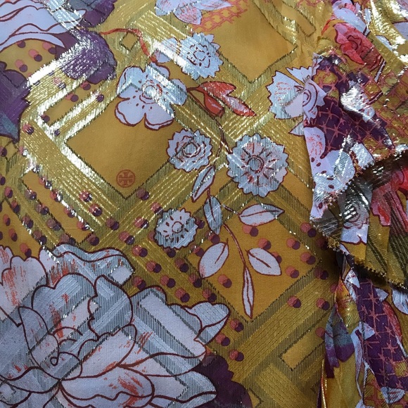 TORY BURCH SILK METALLIC SKIRT - Picture 6 of 6